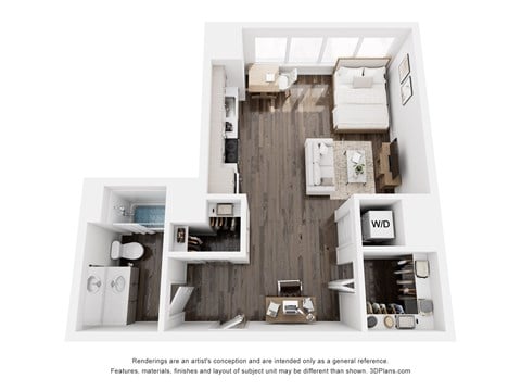 Floor plan for studio, 1 bath, 404 sqft